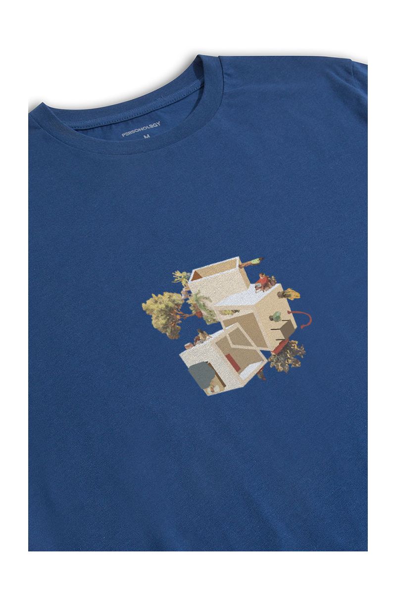 Navy Soft Fabric Neighbours Design Short Sleeve Tee