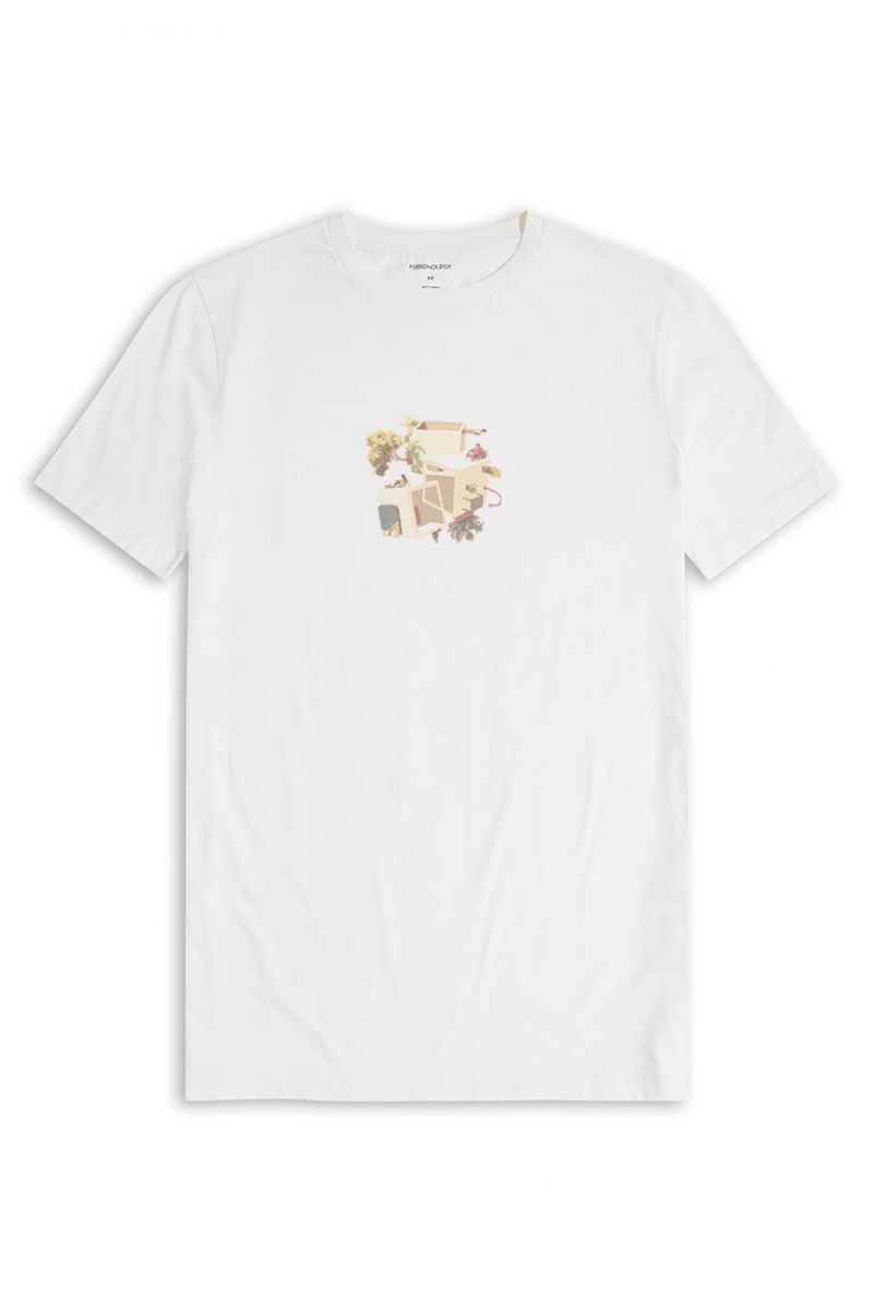 Off White Soft Fabric Neighbours Design Short Sleeve Tee