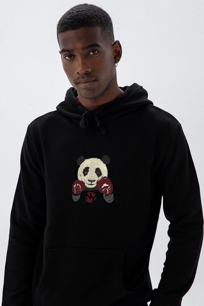 Black Premium Cotton Design Pullover Hoodie