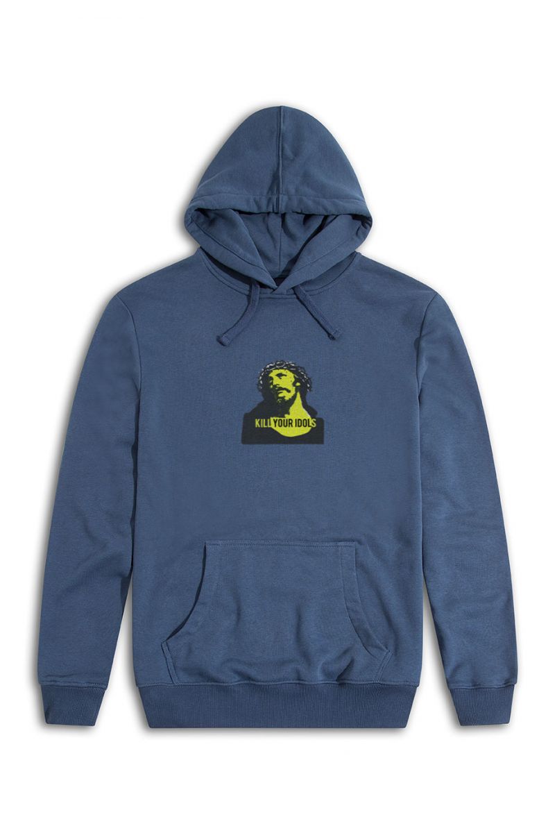 Navy Premium Cotton Design Pullover Hoodie