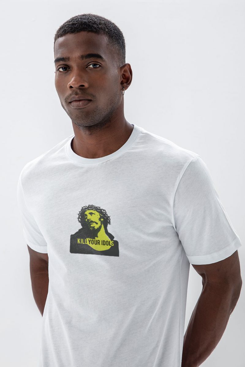 White Soft Fabric Design Short Sleeve Tee