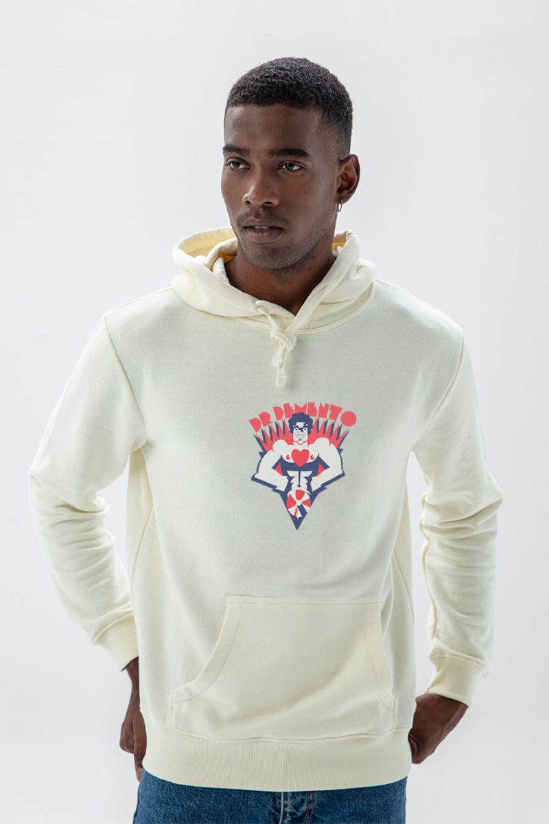 Ecru Premium Cotton Design Pullover Hoodie