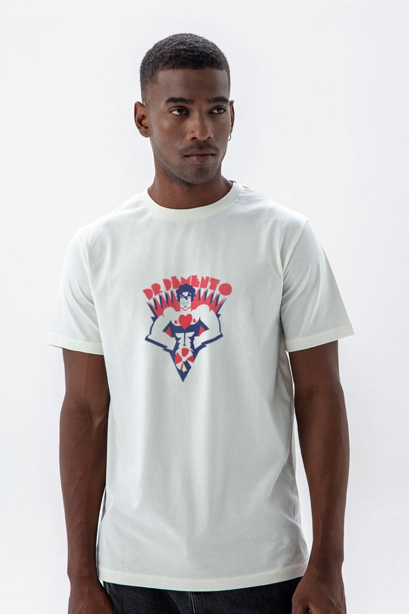 Off White Soft Fabric Design Short Sleeve Tee