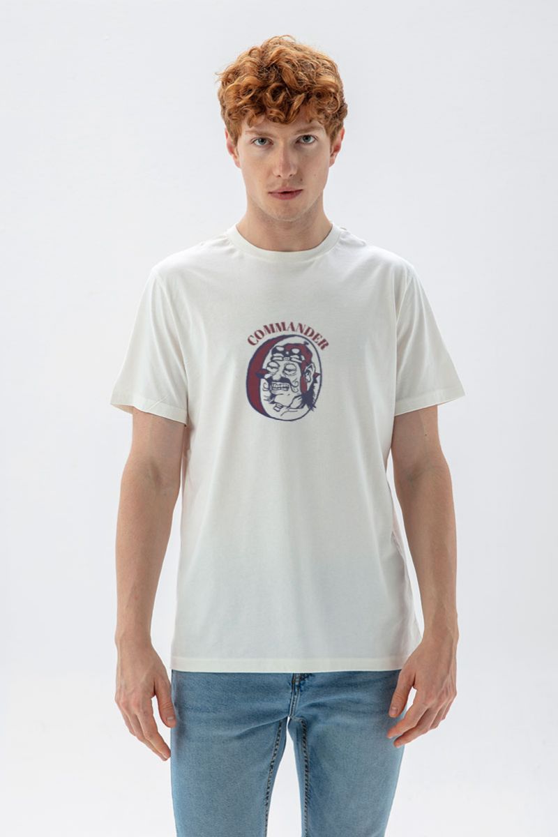 Off White Soft Fabric Design Short Sleeve Tee