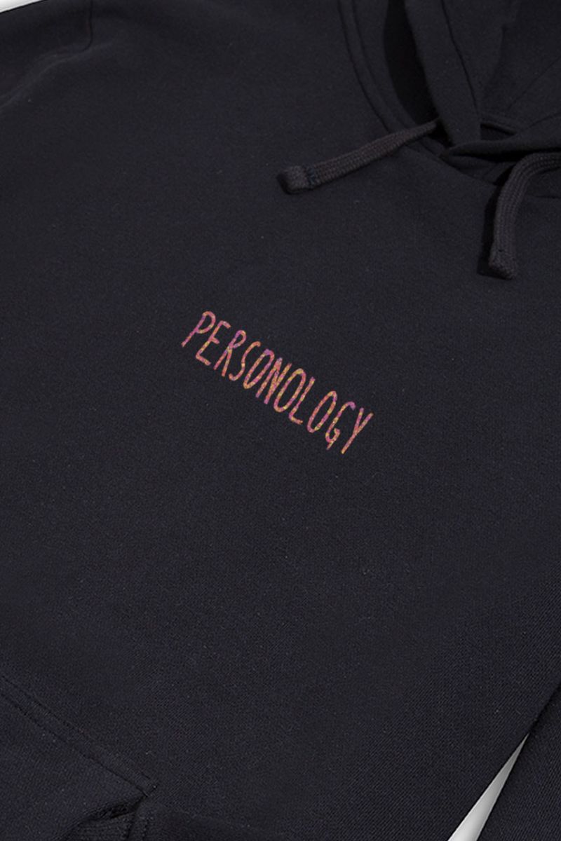 Black Premium Cotton Acid Flower Design Pullover Hoodie