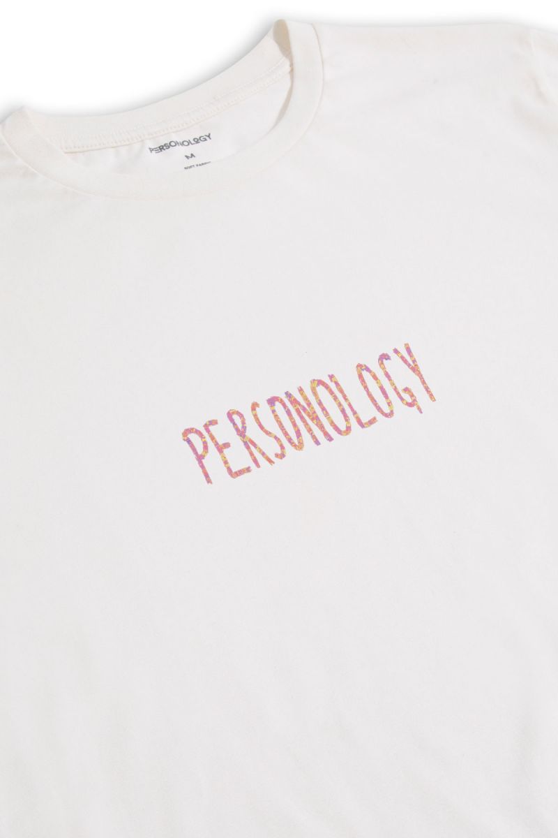 Off White Soft Fabric Acid Flower Design Short Sleeve Tee