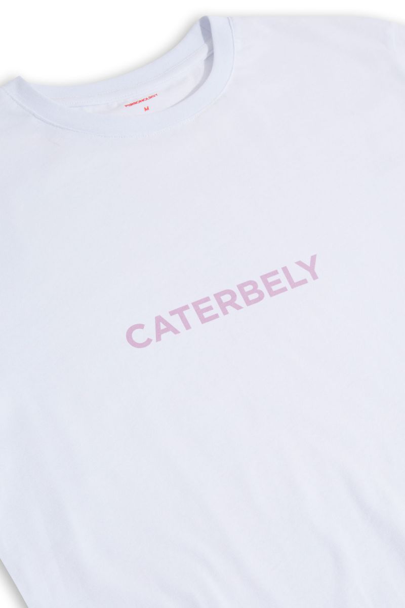 White Soft Fabric Caterbely Design Short Sleeve Tee