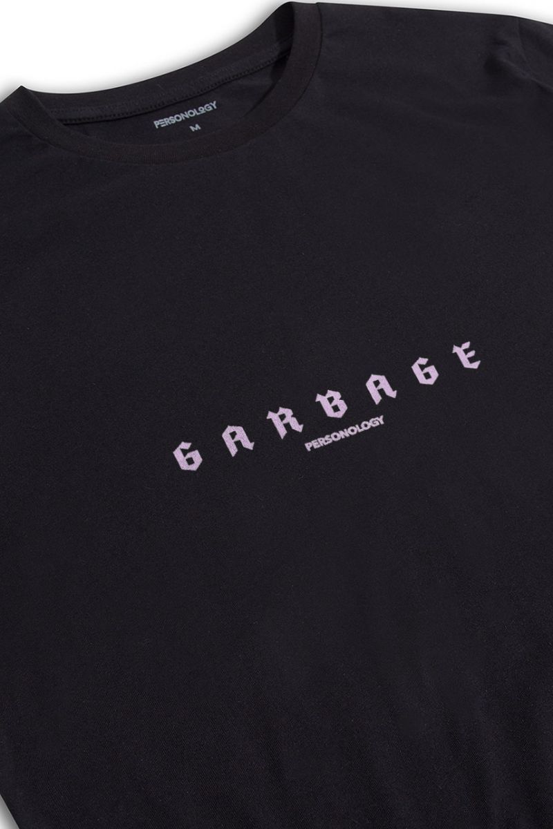 Black Soft Fabric Garbage Design Short Sleeve Tee