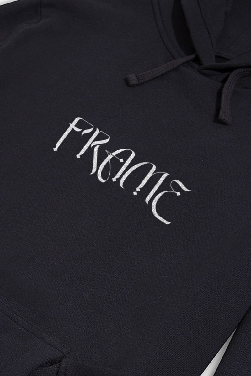 Black Premium Cotton Frame Design Pullover Hoodie