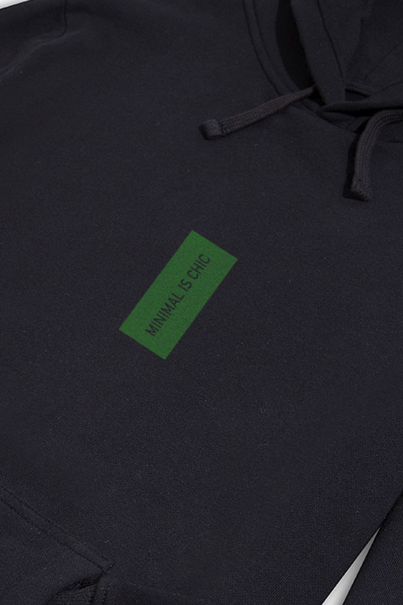Black Premium Cotton Minimal is Chic Design Pullover Hoodie