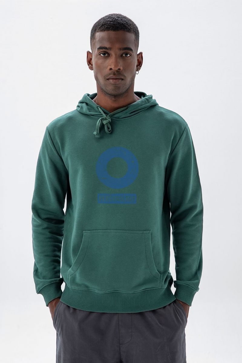 Green Premium Cotton Basic Design Pullover Hoodie