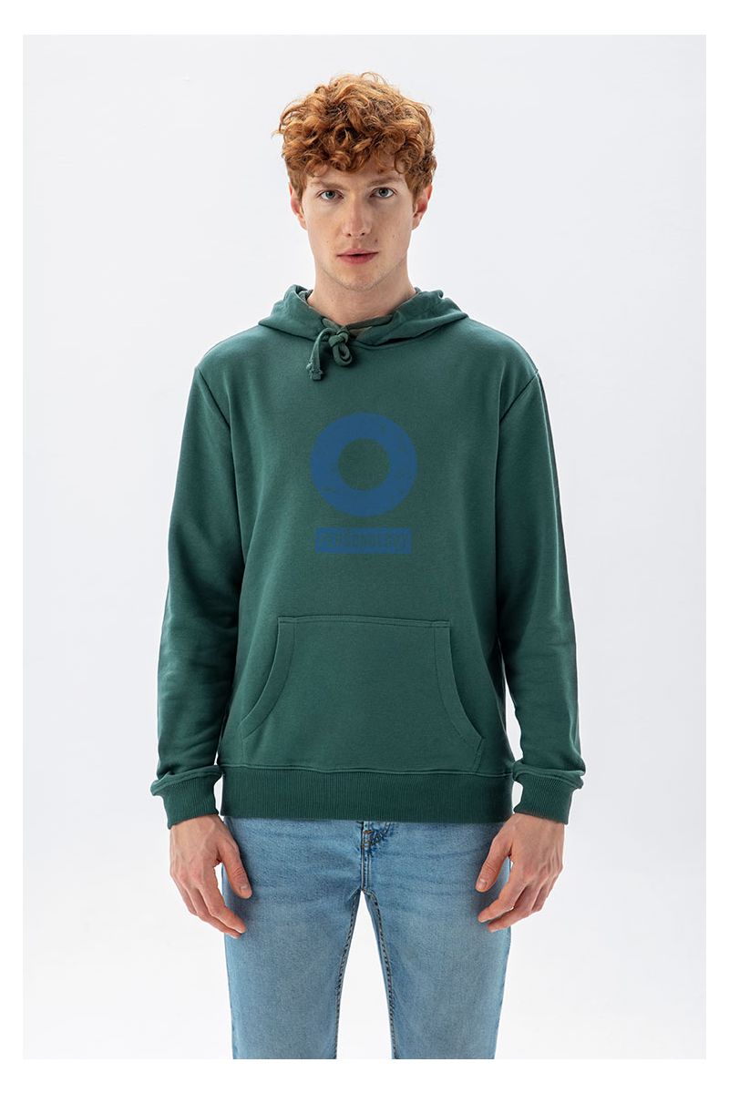 Green Premium Cotton Basic Design Pullover Hoodie