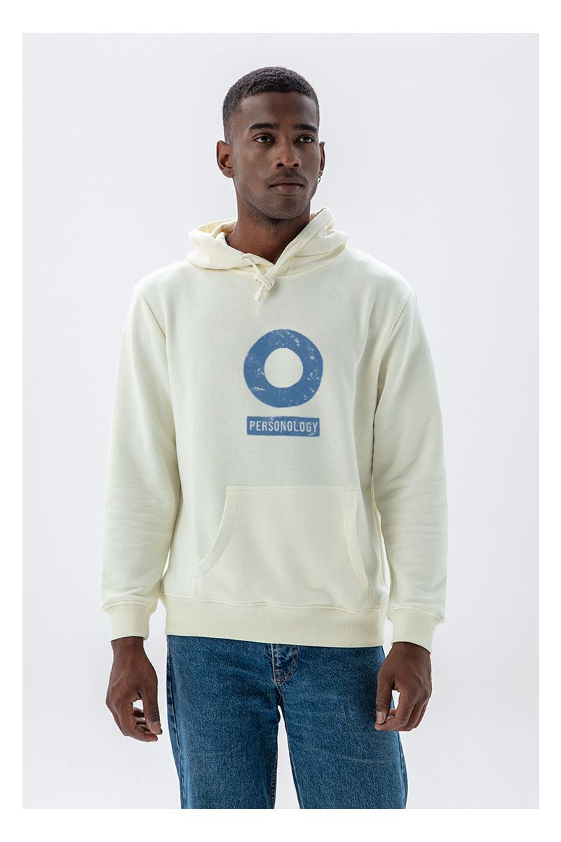 Ecru Premium Cotton Basic Design Pullover Hoodie