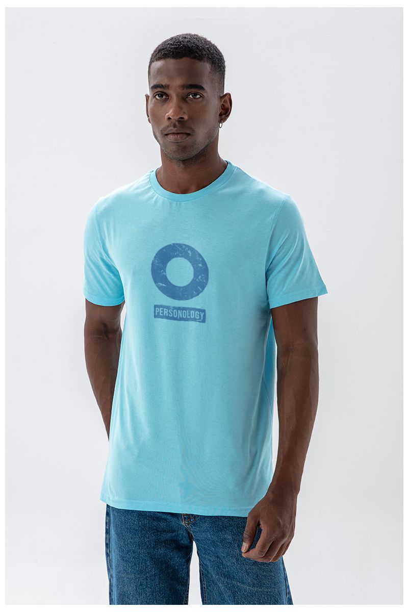 Blue Soft Fabric Basic Design Short Sleeve Tee