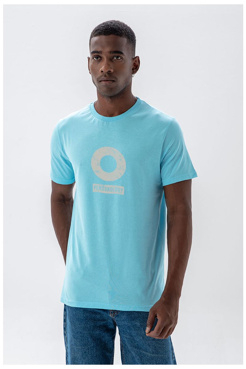 Blue Soft Fabric Basic Design Short Sleeve Tee