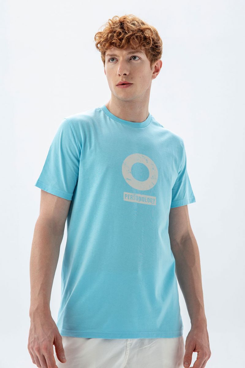 Blue Soft Fabric Basic Design Short Sleeve Tee