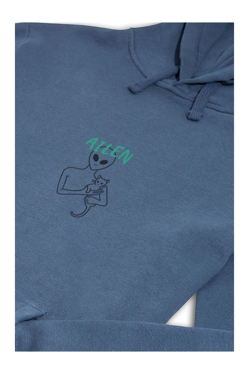 Navy Premium Cotton Cat Design Pullover Hoodie