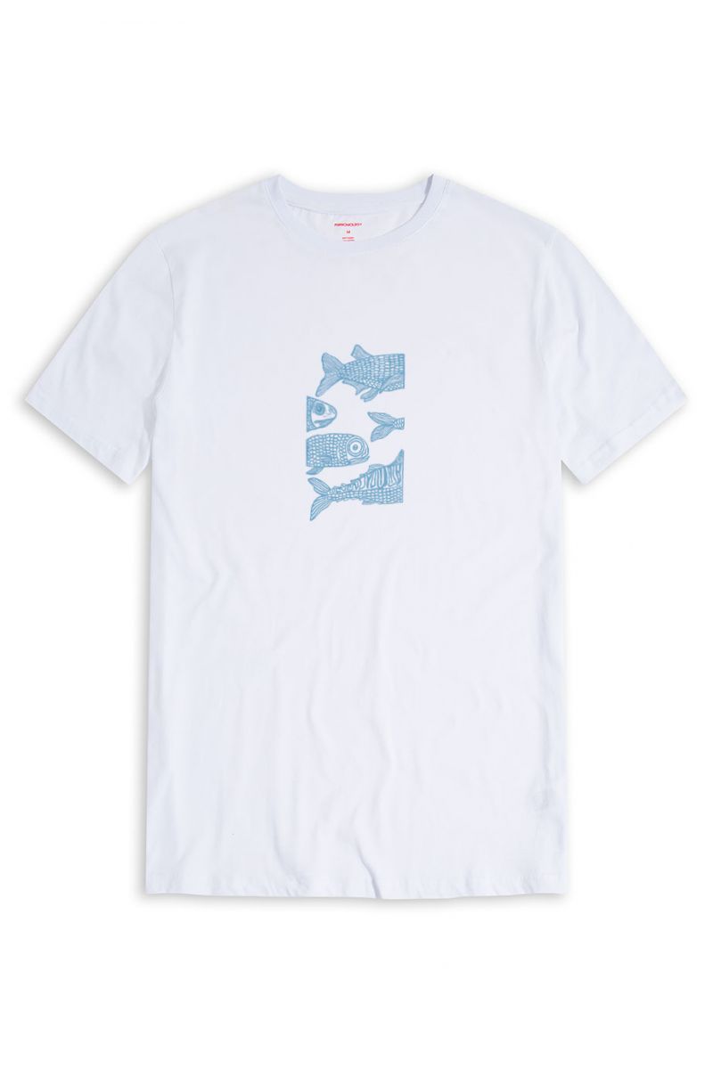 White Soft Fabric Freedom in Ocean Design Short Sleeve Tee