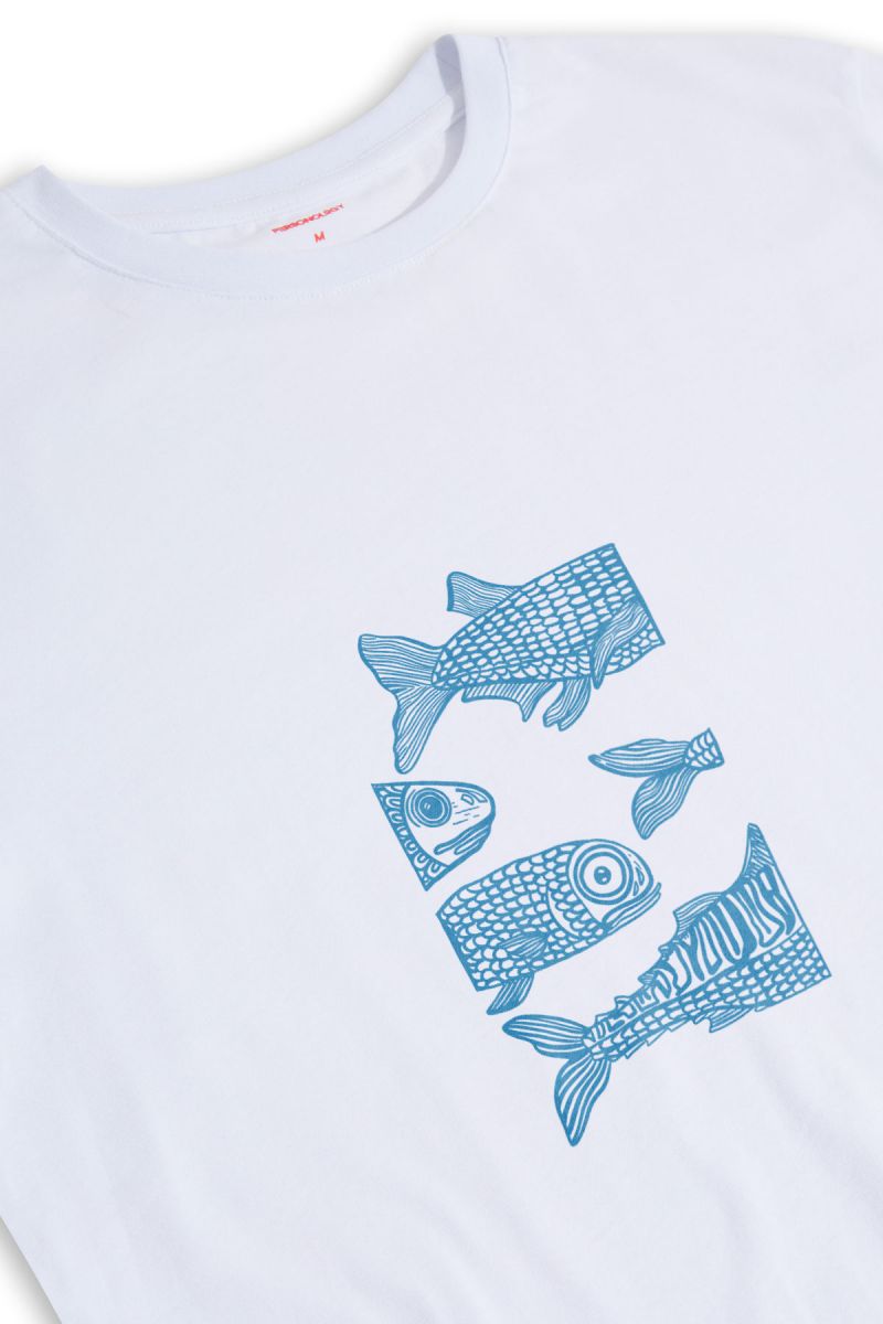 White Soft Fabric Freedom in Ocean Design Short Sleeve Tee