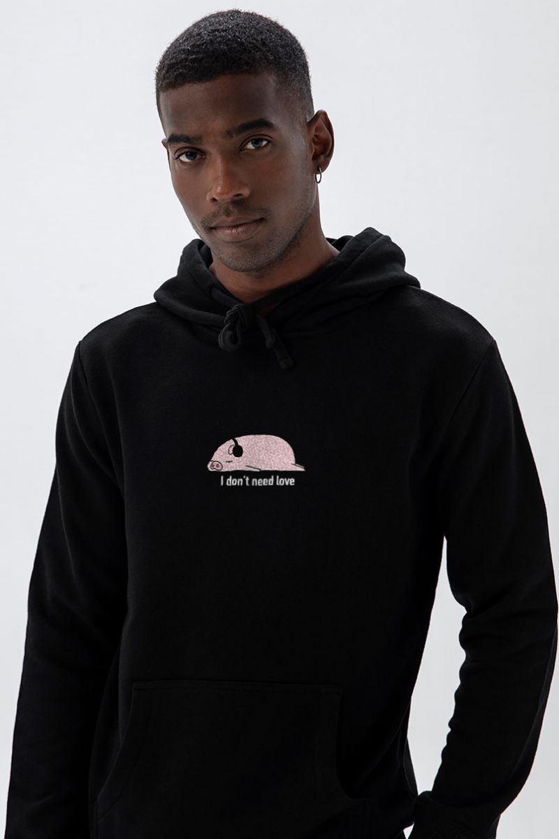 Black Premium Cotton I dont need love , I need personology Design Pullover Hoodie