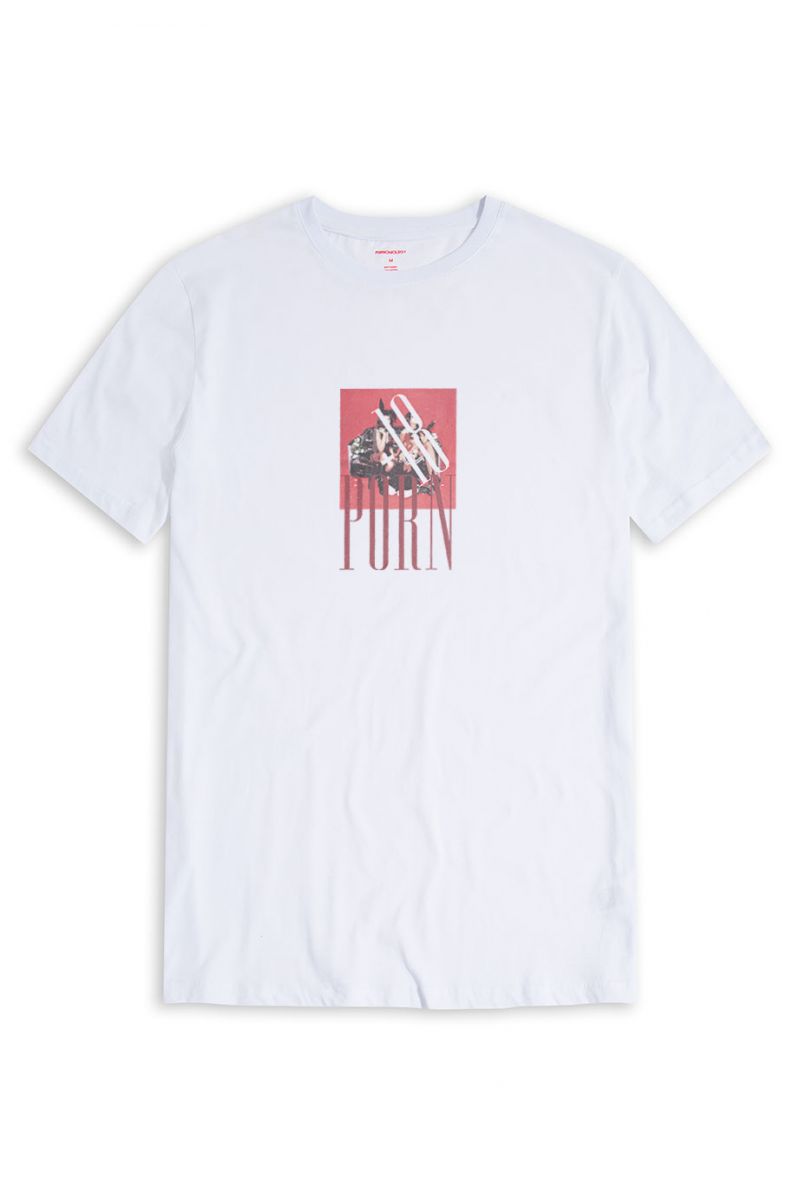 White Soft Fabric Porn Design Short Sleeve Tee