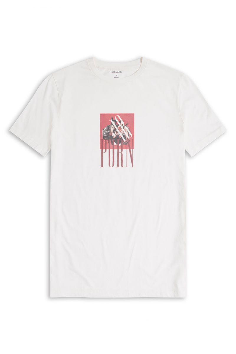 Off White Soft Fabric Porn Design Short Sleeve Tee