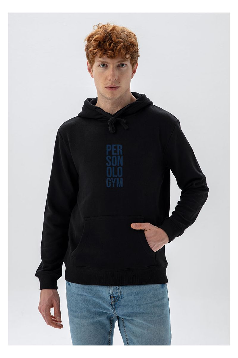 Black Premium Cotton Personologym Design Pullover Hoodie
