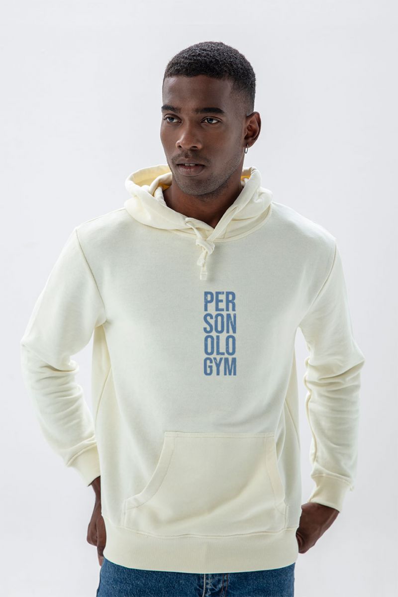 Ecru Premium Cotton Personologym Design Pullover Hoodie