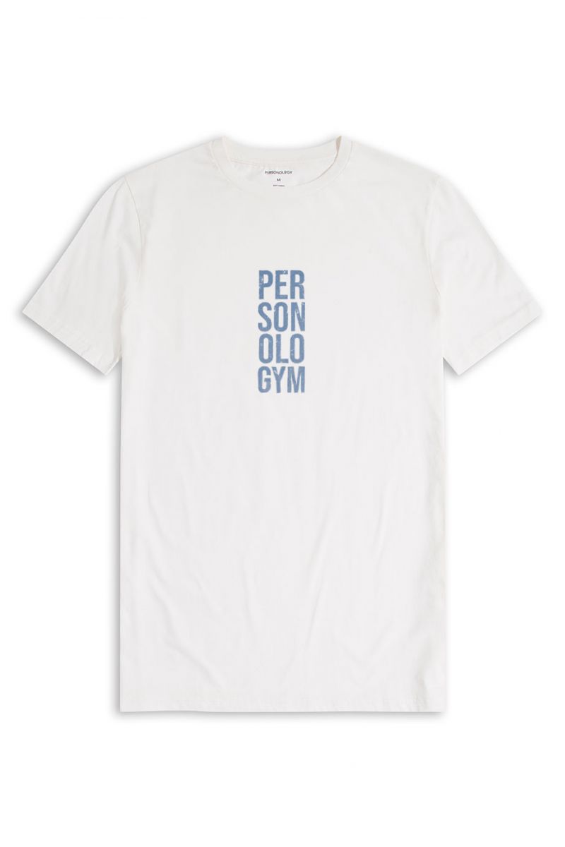 Off White Soft Fabric Personologym Design Short Sleeve Tee