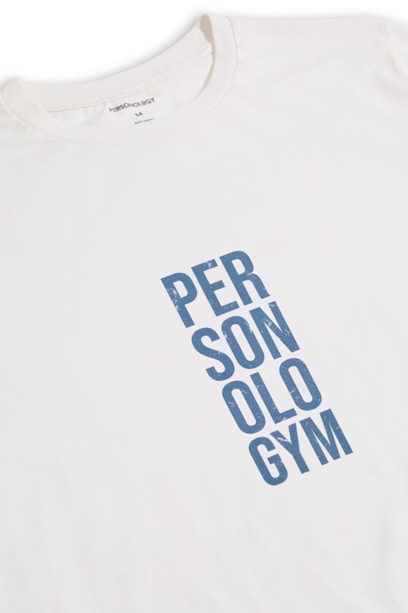 Off White Soft Fabric Personologym Design Short Sleeve Tee