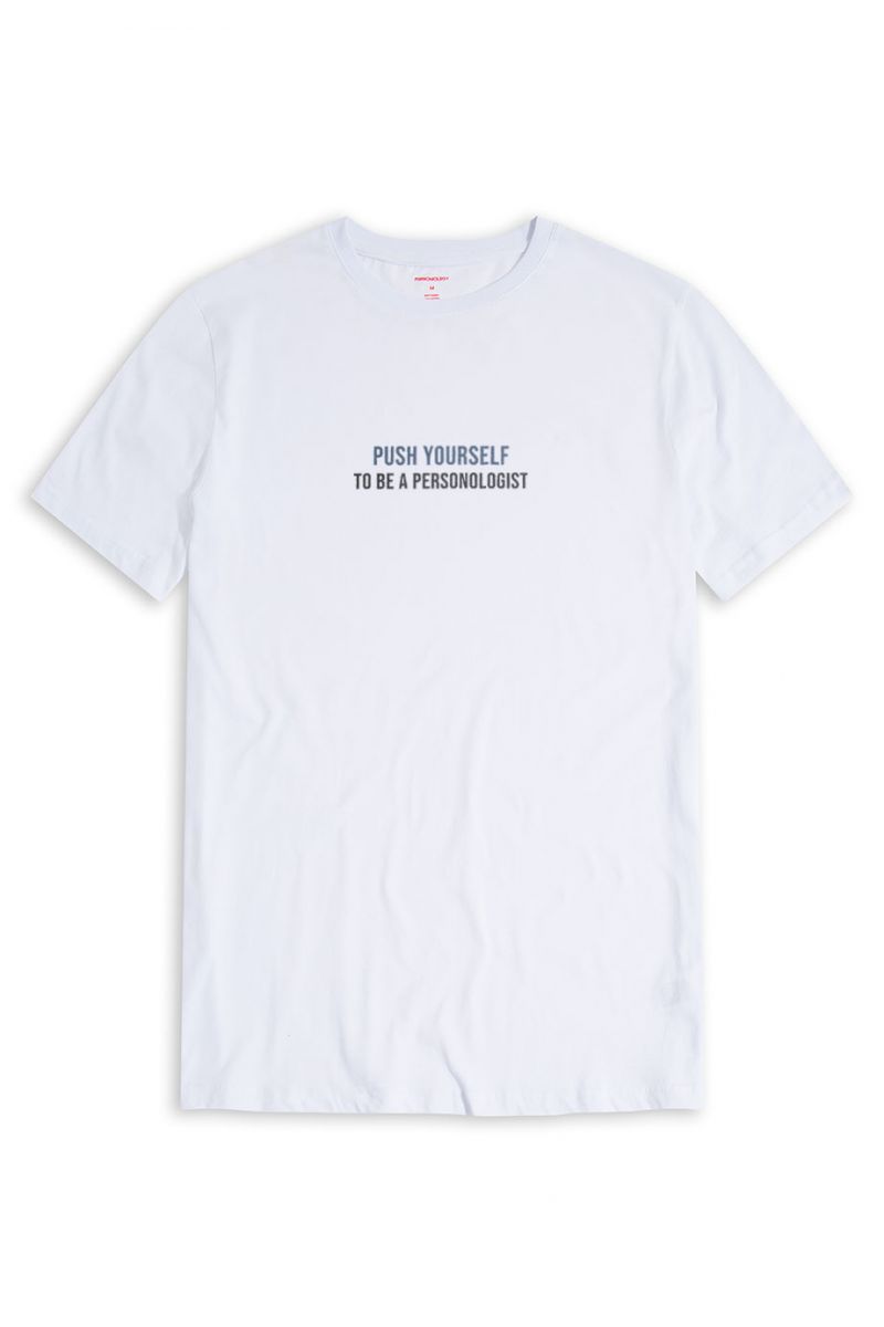 White Soft Fabric Push Yourself Design Short Sleeve Tee