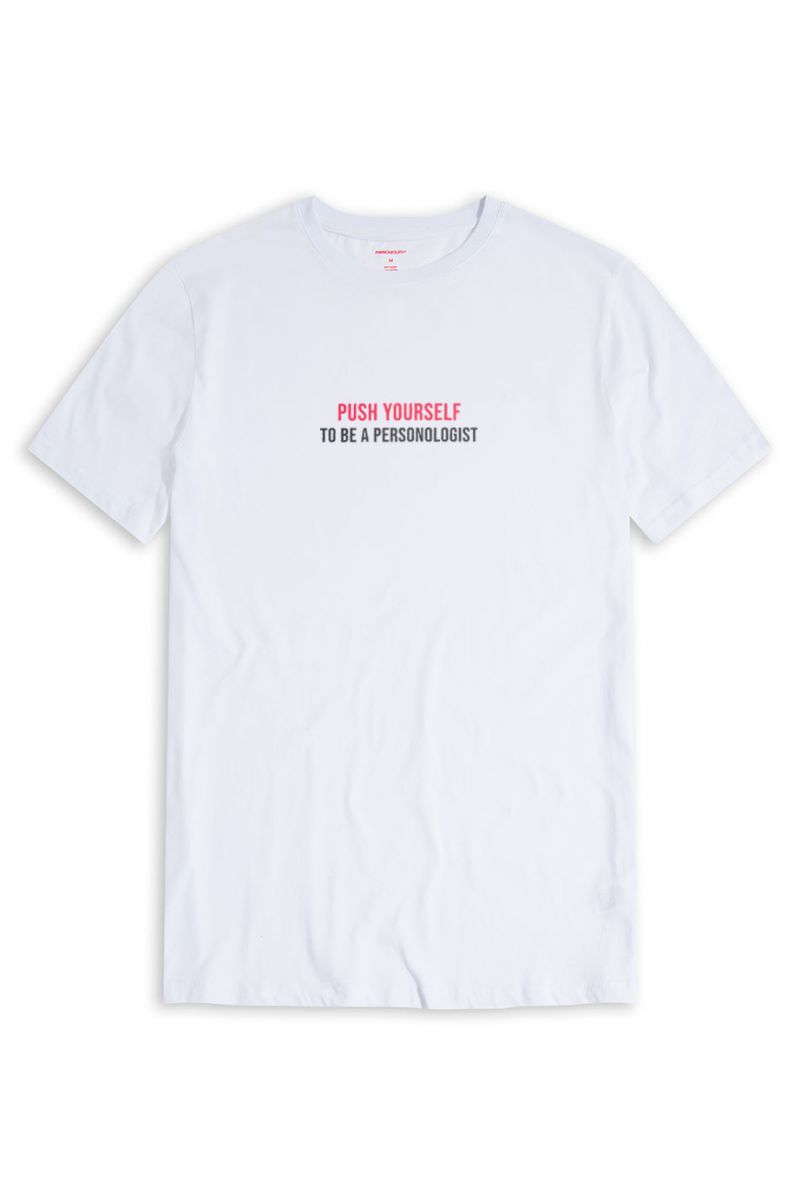 White Soft Fabric Push Yourself Design Short Sleeve Tee