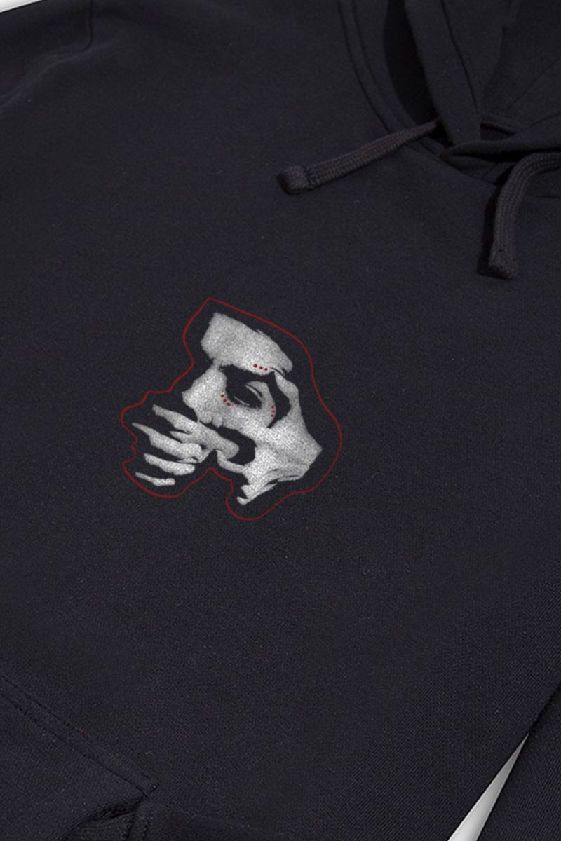 Black Premium Cotton Silenced Design Pullover Hoodie