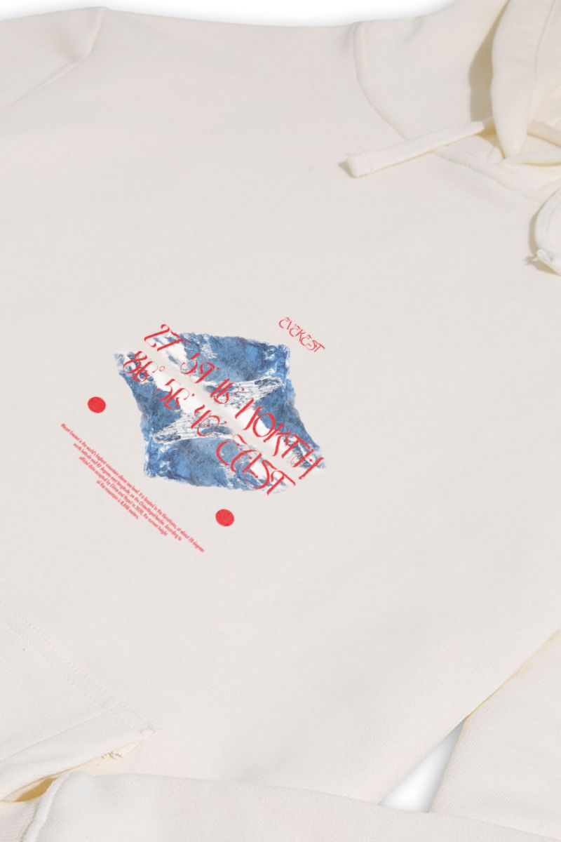 Ecru Premium Cotton Everest Design Pullover Hoodie