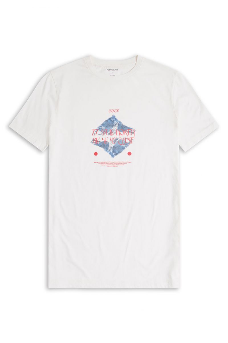 Off White Soft Fabric Everest Design Short Sleeve Tee
