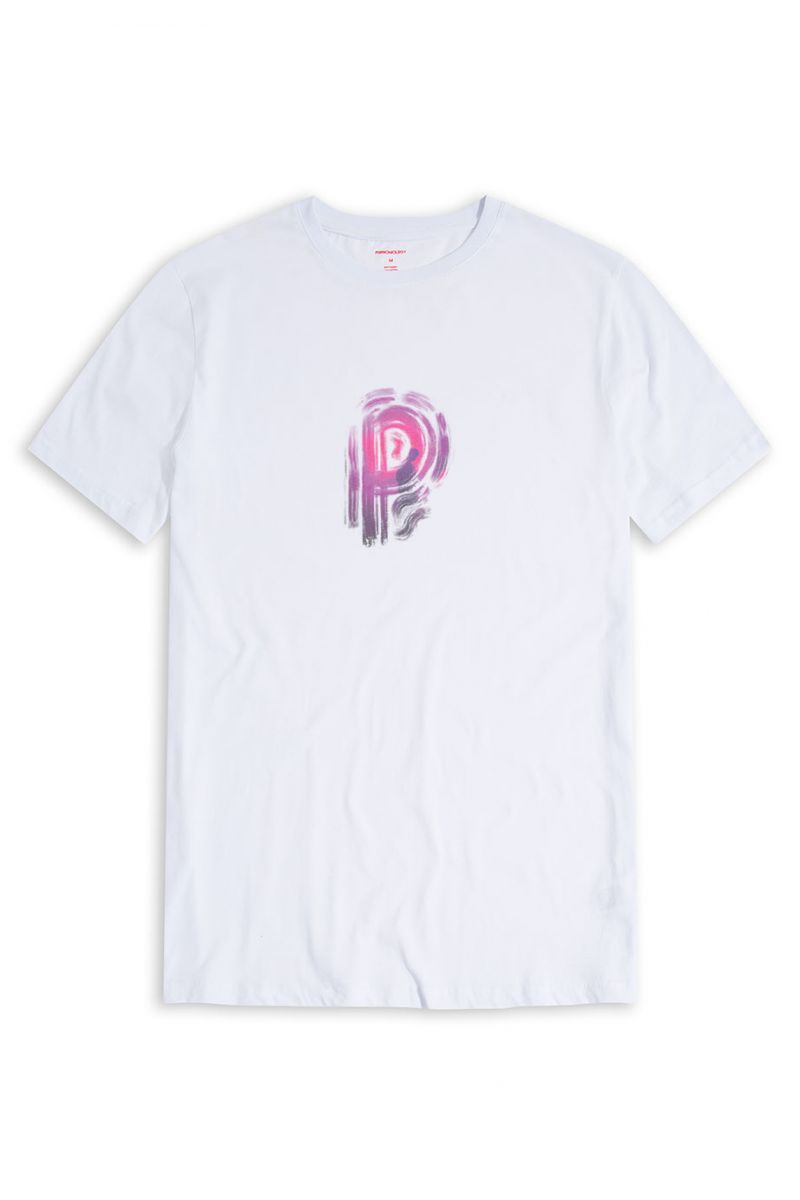 White Soft Fabric Lost Design Short Sleeve Tee