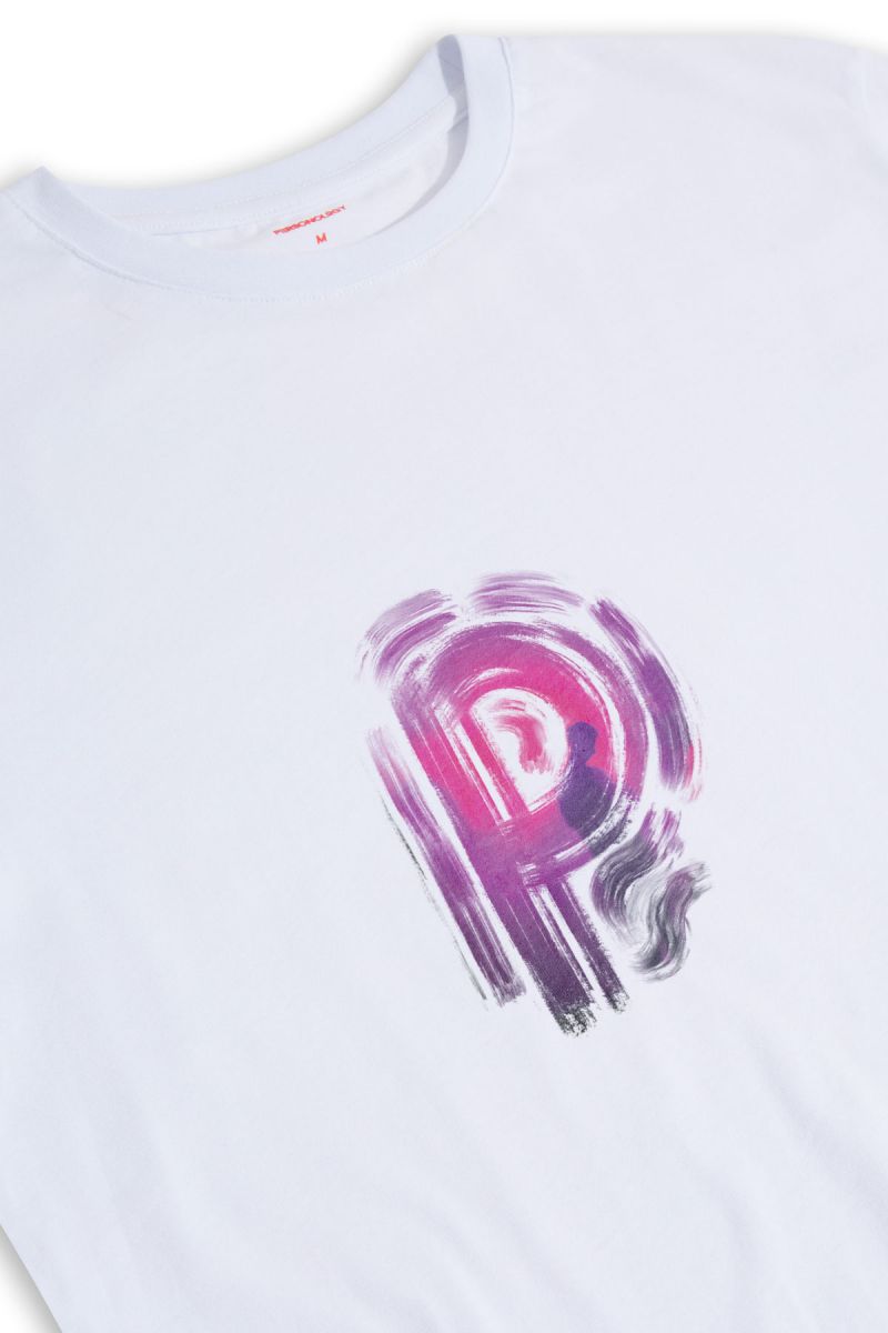 White Soft Fabric Lost Design Short Sleeve Tee