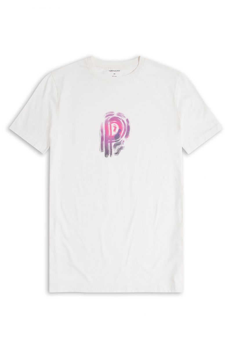 Off White Soft Fabric Lost Design Short Sleeve Tee