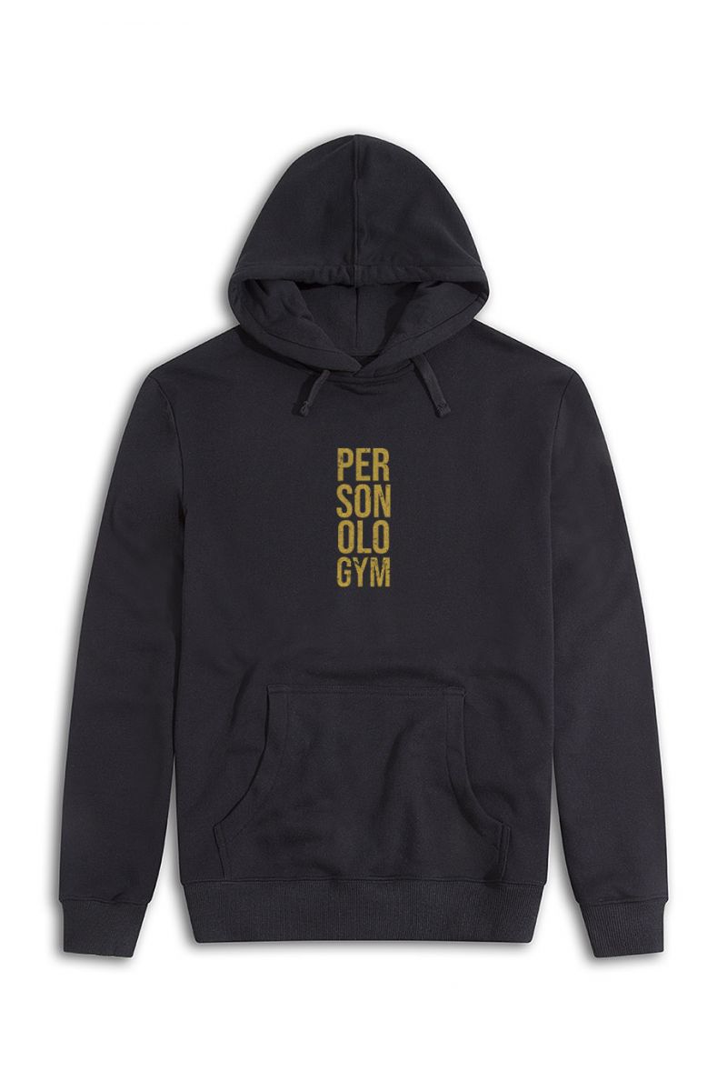Black Premium Cotton Personologym Design Pullover Hoodie