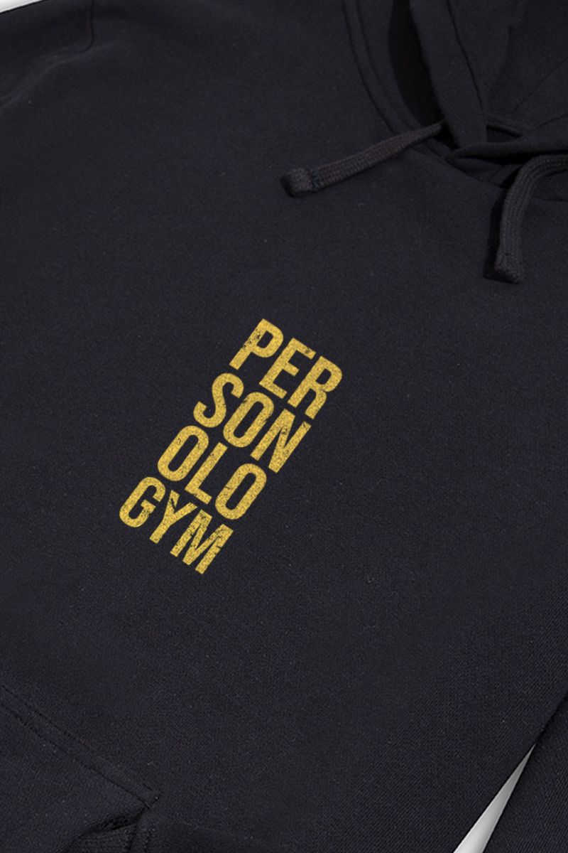 Black Premium Cotton Personologym Design Pullover Hoodie