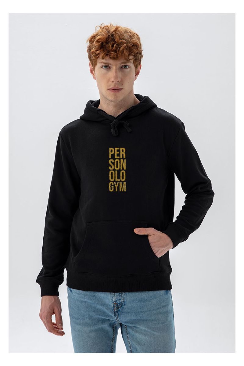 Black Premium Cotton Personologym Design Pullover Hoodie