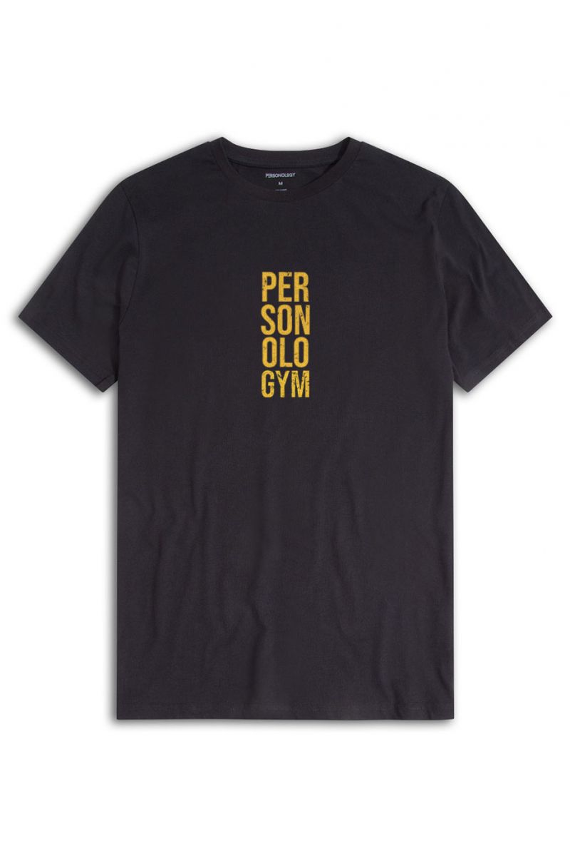 Black Soft Fabric Personologym Design Short Sleeve Tee