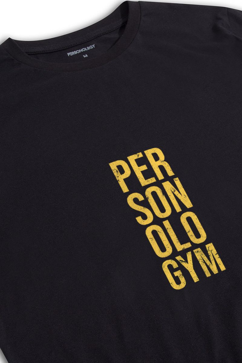 Black Soft Fabric Personologym Design Short Sleeve Tee