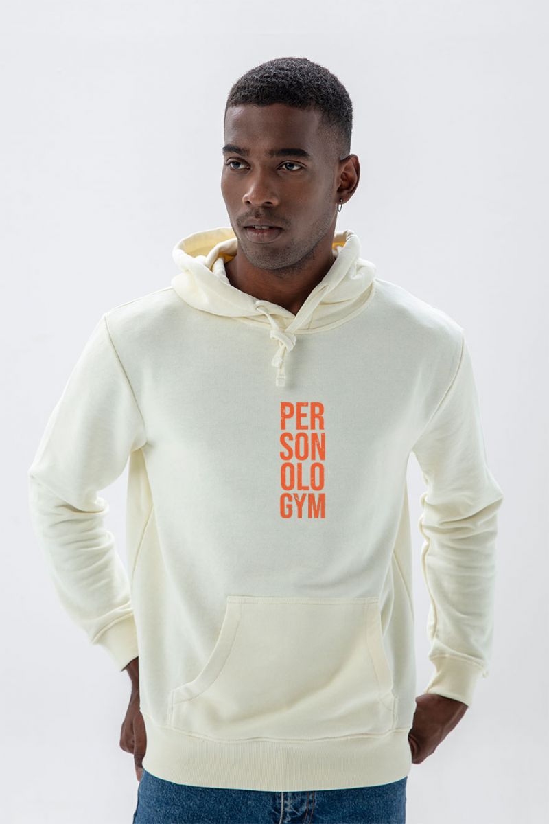 Ecru Premium Cotton Personologym Design Pullover Hoodie