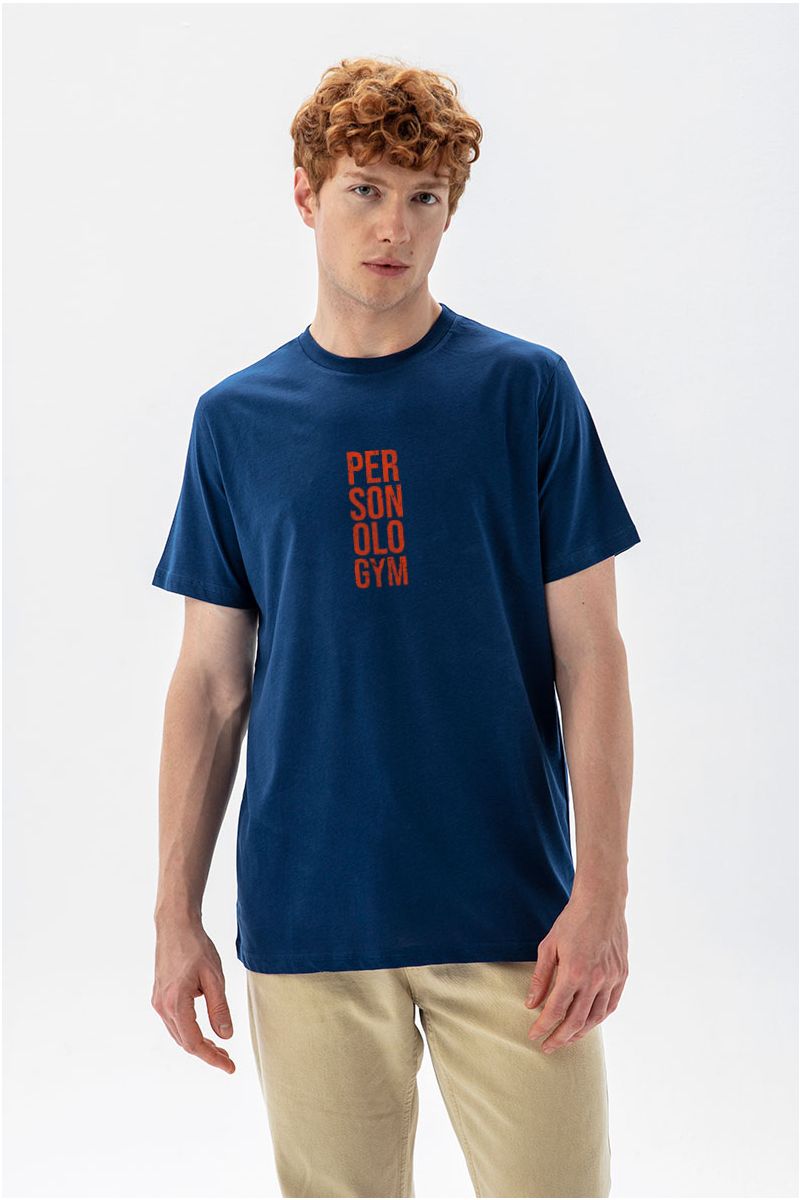 Navy Soft Fabric Personologym Design Short Sleeve Tee