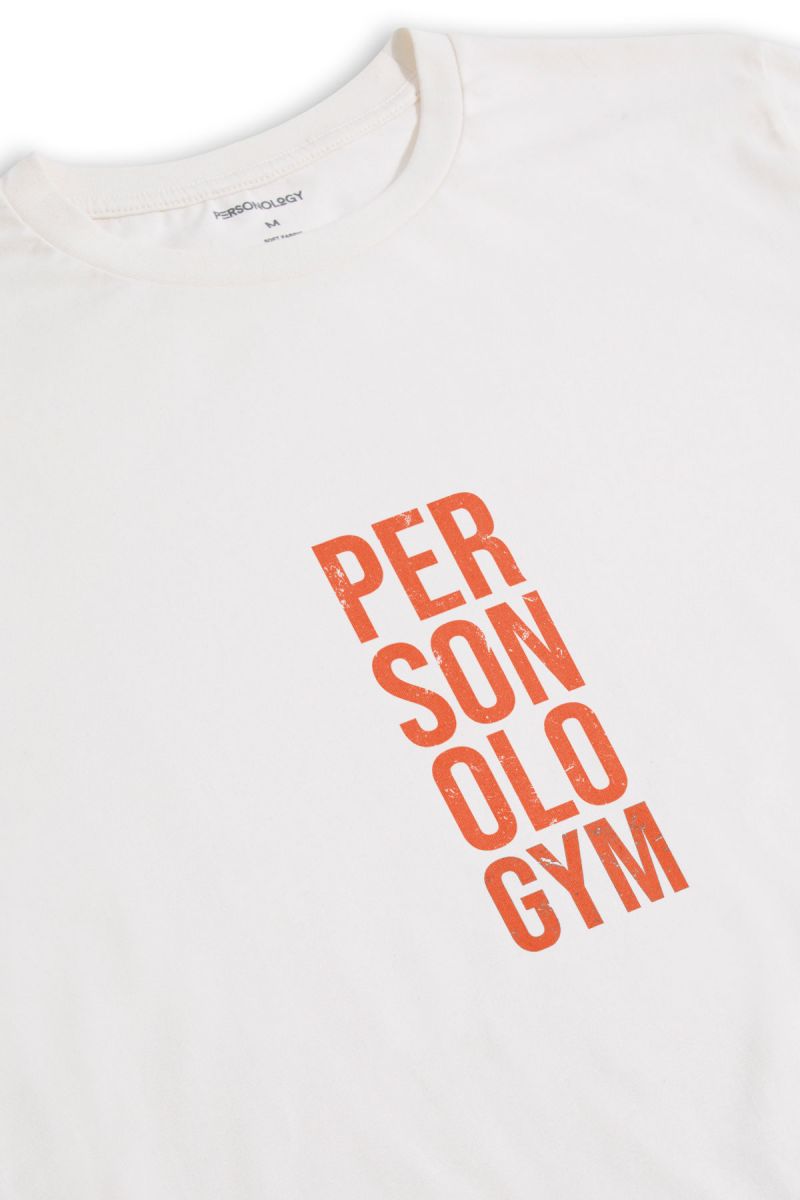 Off White Soft Fabric Personologym Design Short Sleeve Tee