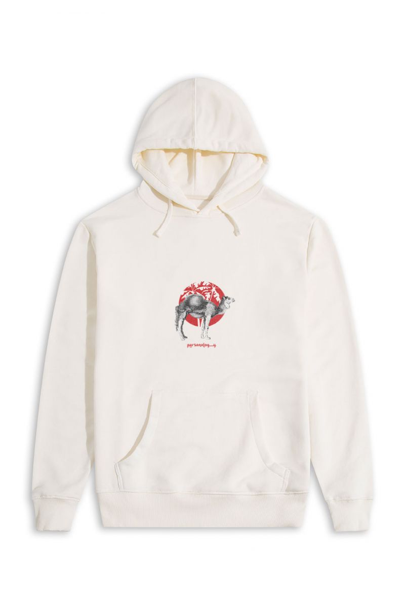 Ecru Premium Cotton Camel Design Pullover Hoodie