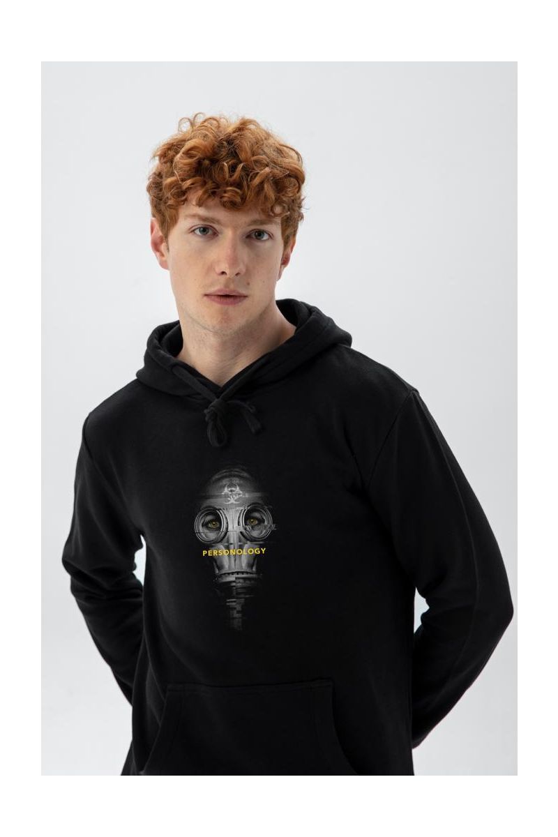 Black Premium Cotton Personologist Wear Mask Design Pullover Hoodie
